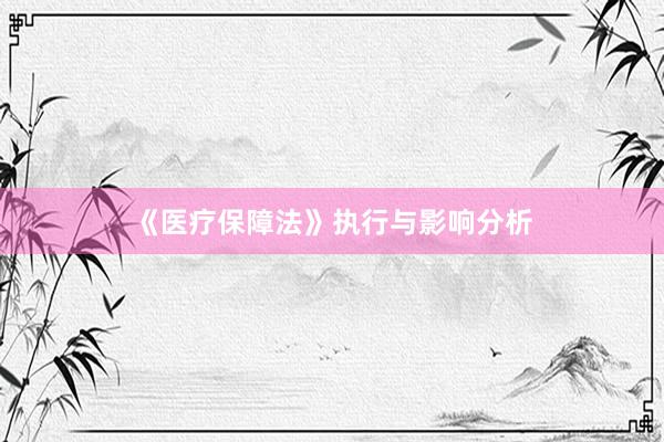 《医疗保障法》执行与影响分析