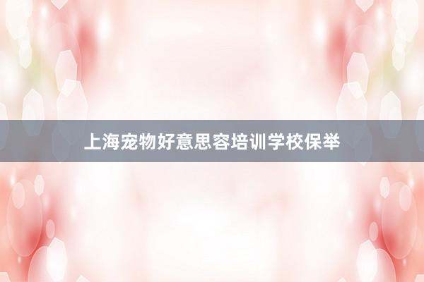 上海宠物好意思容培训学校保举